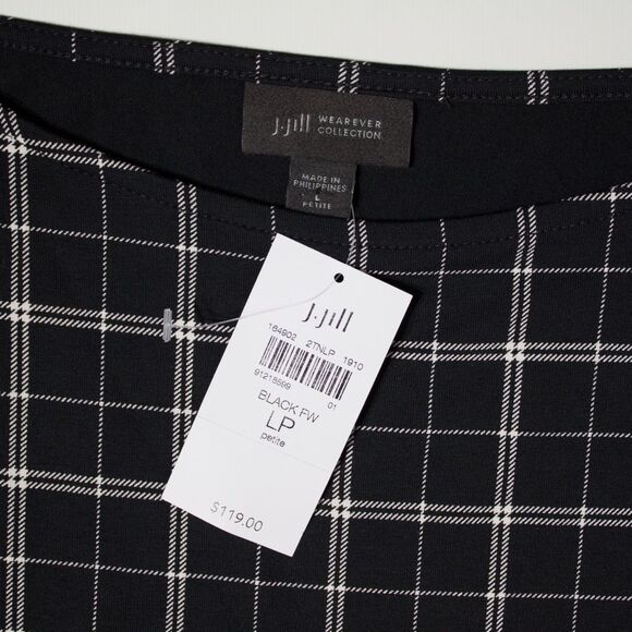 NWT $119 J. Jill Wearever Collection Faux Wrap Dress Black Plaid Women Size LP - Picture 8 of 15